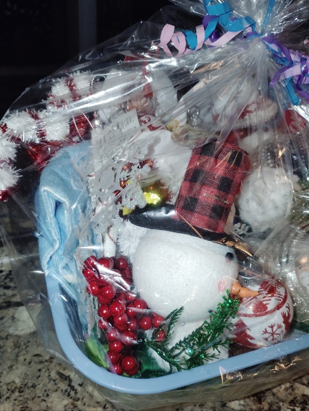 Holiday Gift Basket with Snowman and Ornaments -Christmas Gift Basket - Picture 6 of 7